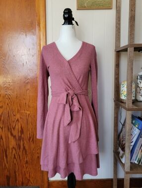 Antropologie Saturday Sunday Cloud Fleece Faux Wrap Sweater Dress Size XXS